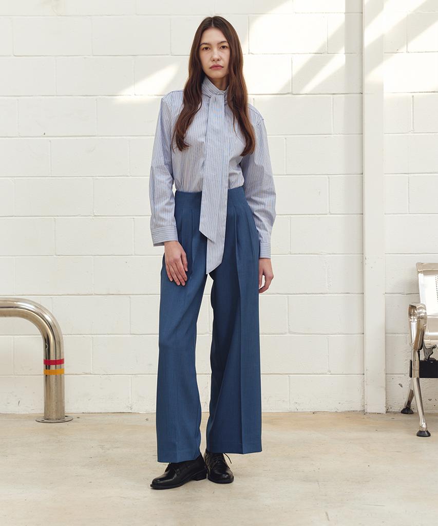 JBYRARA High-Waisted Double-Pleat Pants_Blue