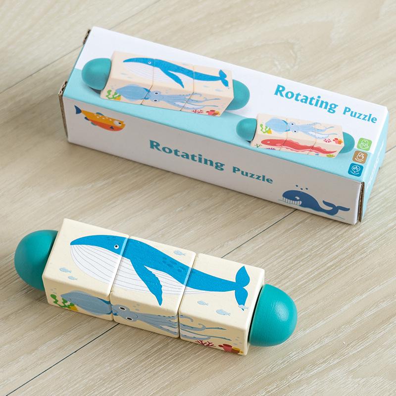 Вращающаяся головоломка из строительных блоков для детей 3-6 лет: Развивающая игрушка для взаимодействия родителей и детей с крупными частицами