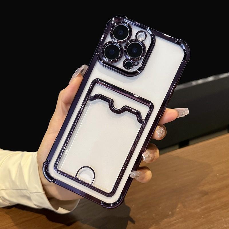 Мягкий ТПУ Кошелек Картхол Прозрачный Чехол Для Телефона Для Для Iphone 11 12 13 14 15 16 17 Pro Max Plus Air Прозрачный Бампер Задние Чехлы Обложка