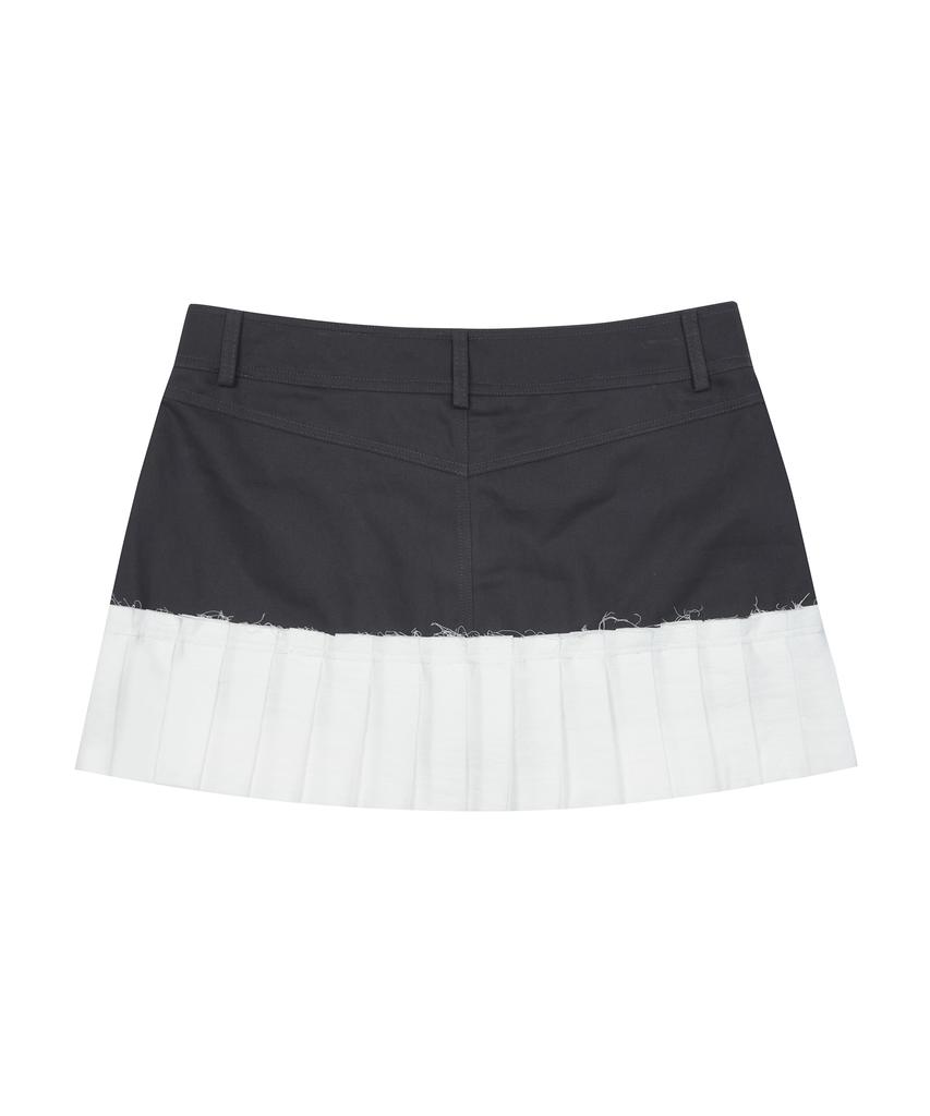 Love Is True Curved L Pleats Skirt(Charcoal)