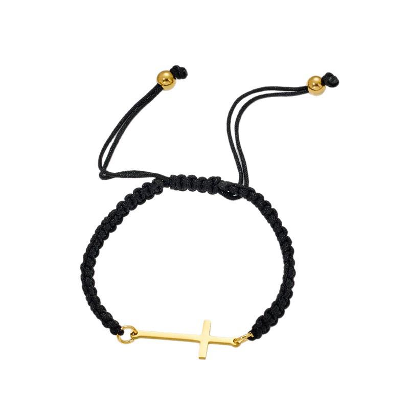 Элегантный браслет с подвеской в виде креста - Модный дизайн в виде веревки из нержавеющей стали