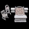 6Pcs 1:12 Dollhouse Miniature White Wooden Bedroom Furniture Set Doll House
