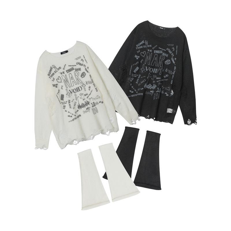 Autumn Women's Loose Torn Sexy Leg Wrap Sweater Top