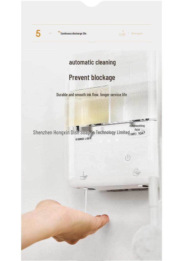 Rechargeable Wall-Mounted Double-Head Automatic Sensor Hand Sanitizer & Dish Soap Dispenser for Home and Hotel Use