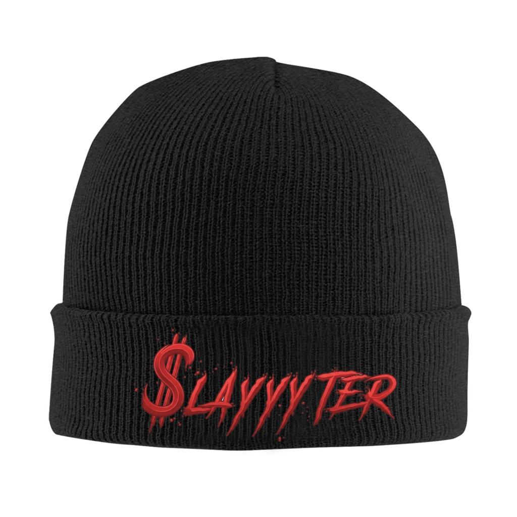 Вязаная шапка Slayyyter с красной надписью для женщин, унисекс, бини, зимние шапки, хип-хоп кепка