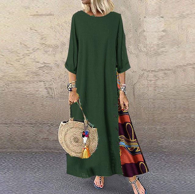 Plus Size Women’s Fashion Casual Loose Dress Big Swing Half Sleeve Long Dress Floral Holiday Maxi Dress Vestidos Longos Robe