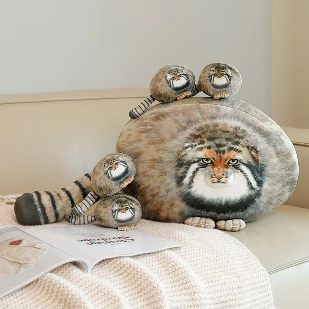 Huggable Cat Plush Toy Lifelike Simulation Cat Pillow Fierce Looking Pallas Cat Toy Party Decor