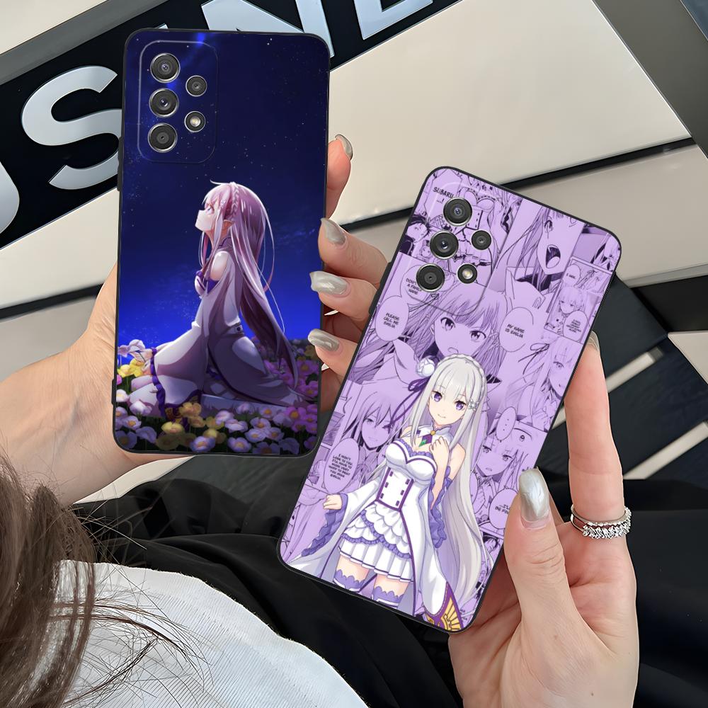 ReZero Emilia Waifu Matte TPU Mobile Phone Case for Samsung Galaxy M55 54 42 35 34 33 32 23 22 15 14 13 12 F55 5G Colorful Cover