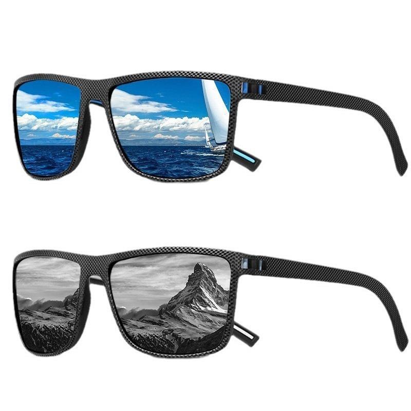Non-polarized 2pcs Men Sports Sunglasses for Outdoor Driving Fashion Square Frame Eyewear Cycling Anti-glare Large Frame Eyewear for Fishing Driving