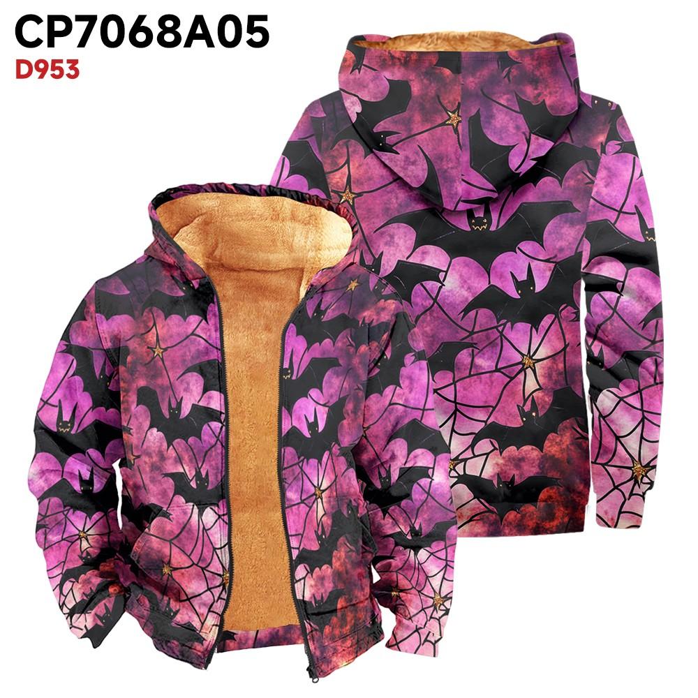 Men's Print Long Sleeve Pocket Coat Fashion Plus Velvet Overcoat