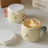 1pc Ceramic Angel Cake Coffee Mug with Lid, Cute Cake Shaped Mocha Cup, Creative Angel Wings Handle Design, Suitable for Home Decor