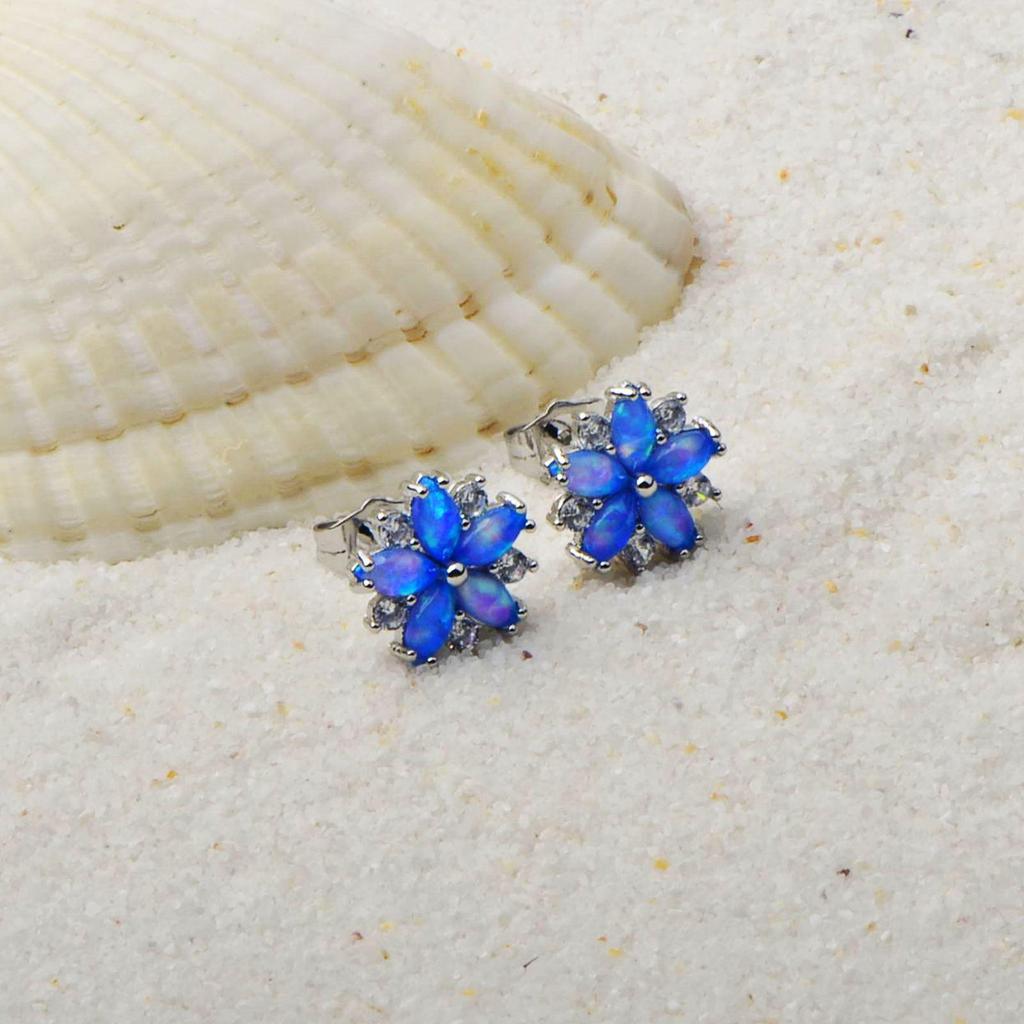 Женские серьги 'Опаловый цветок'