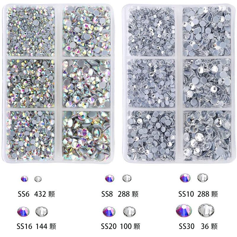 12-Grid Glass Imitation Austrian Hot Diamond Box With Forceps Point Drill Pen Set Diy Rhinestone Clothing Accessories