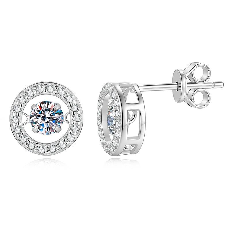 Moissanite Jewelry Set 50ct Round Stud Earrings Heart Pendant Necklace Women Fashion Daily Wear
