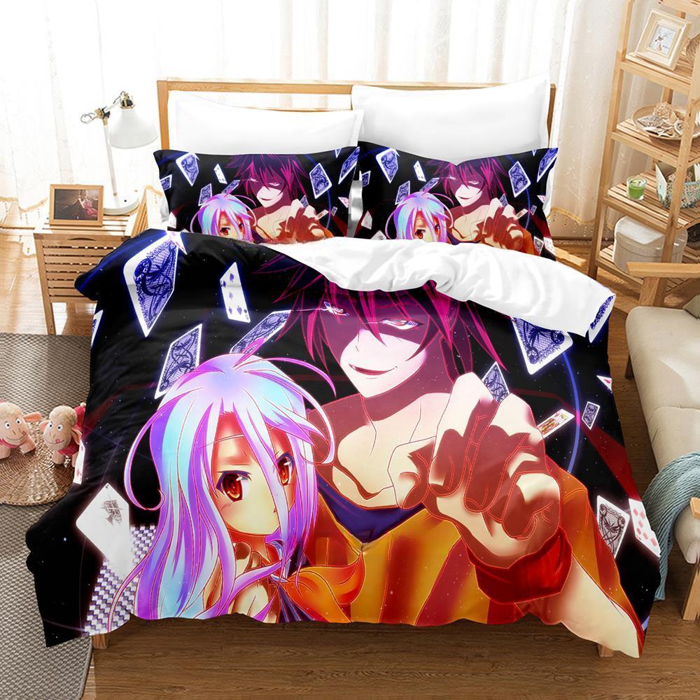 Новый комплект постельного белья Game No Game No Life Sora and Shiro Single Twin Full Queen King Size Bed Set Adult Kids Bedroom Duvet Cover Sets