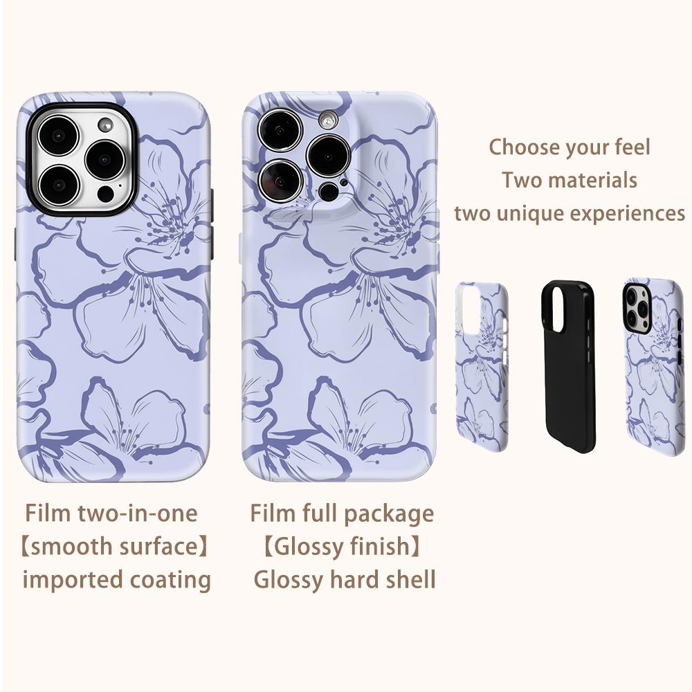 Фиолетовый цветочный узор Чехол для телефона для IPhone 16 15 14 13 12 11 X XS XR XSMAX 7 8 Pro Max Plus Двухслойный задний чехол