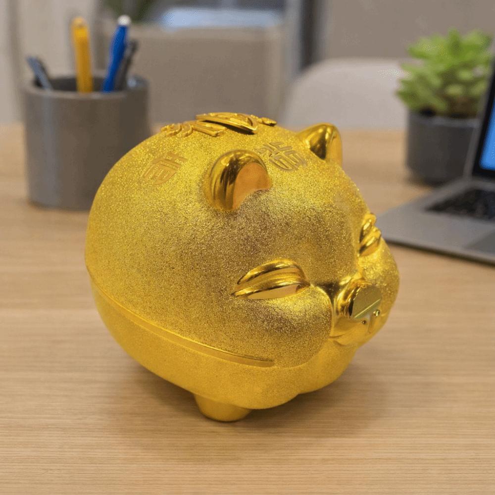 Gold Pig Pig Plastic Piggy Bank Plastic Coin Saving Box Practical Pig Money Jar  Student Gift