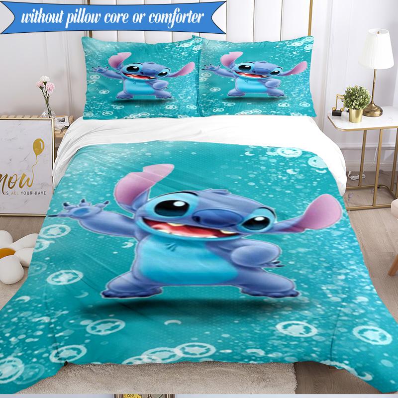 Cartoon Sti Alien 3pcs K-pop music group Bedding set,Ideal for Bedroom, Dormitory,Including Duvet Cover And 2pcs Pillowcases,Fan gifts