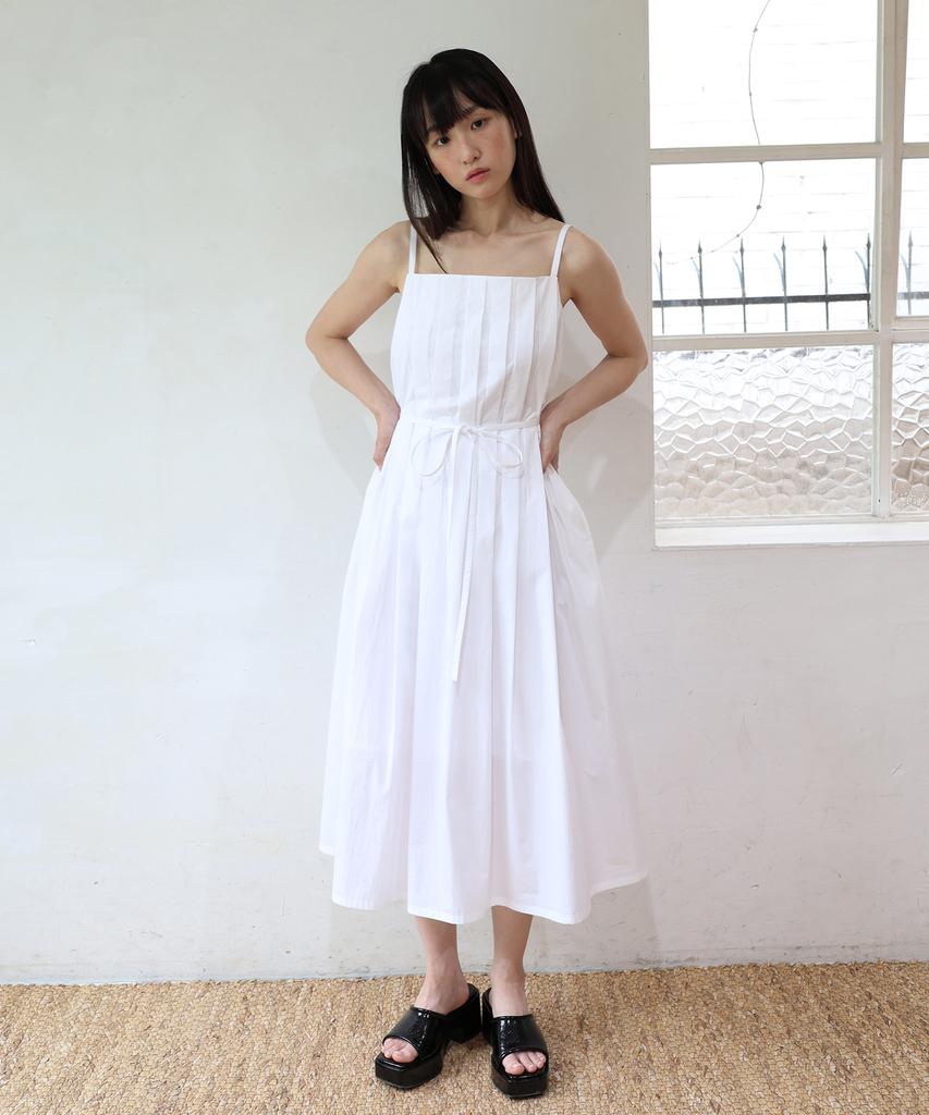 Paul And Alice Pleats Camisole Dress / White