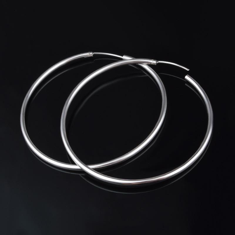 Серьги-кольца из серебра 925 пробы, 30 мм, 50 мм, 60 мм, гладкие, для женщин и девочек, очаровательные ювелирные изделия, подарок