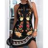 Women's Halter Neck Floral Print Mini Dress Sleeveless Slim Fit Dress
