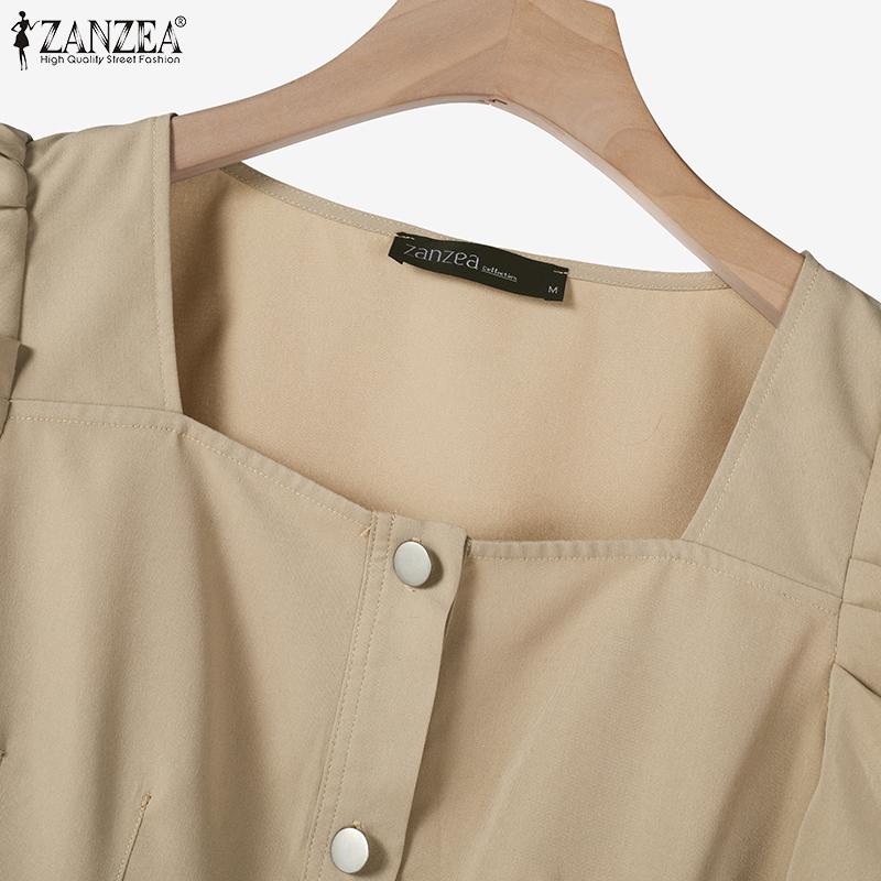 ZANZEA Женское летнее повседневное платье с квадратным воротником и коротким рукавом