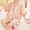 Женская одежда Летняя классная пижама Кимоно Домашний костюм Пижама с V-образным вырезом Мультяшная одежда для сна Досуг