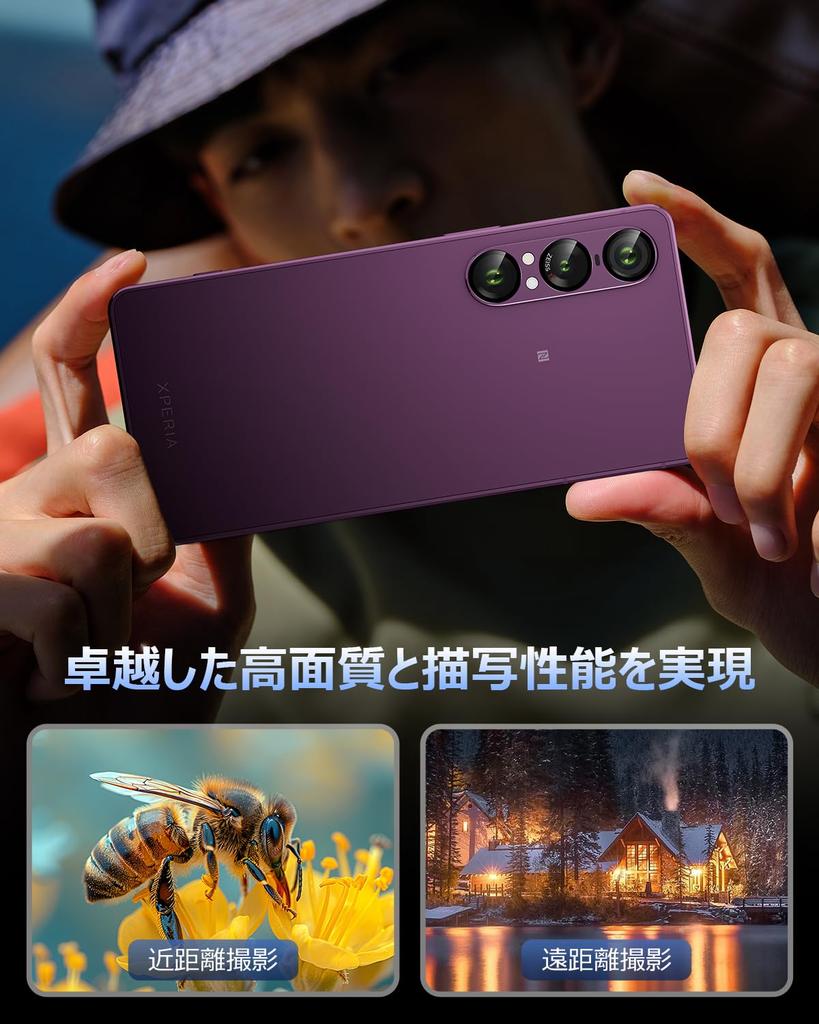Camera Cover for Sony Xperia 1 Aluminum Alloy with 9H Tempered Shockproof Lens Cover with High Transmittance and Black Prevents Purple with VII,