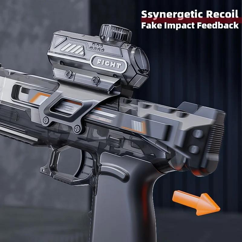 New Electric Water Gun With Light Sprays Flame Effect Continuously High-pressure High-speed Powerful Outdoor Water Gun Toys USB