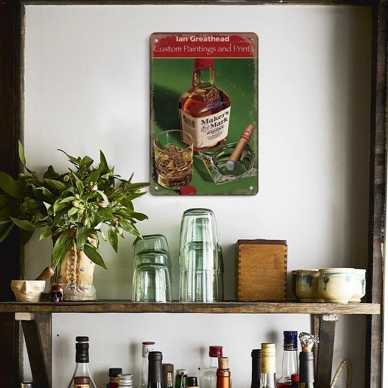 Винтажный постер Виски Сигара Металлическая жестяная табличка Ретро Декоративные тарелки Для Гаража Клуба Мужской пещеры Бара Отеля Кафе Настенный декор