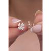 925 Sterling Silver Zircon Stone Tiny 4 Leaf Clover Earrings
