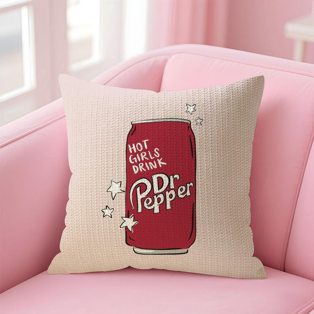 Вишневый Напиток D-Dr-P-Pepper Наволочка Натуральная Льняная Наволочка Двусторонняя Печать Декоративная Наволочка для Дивана Домашний Декор Подарок