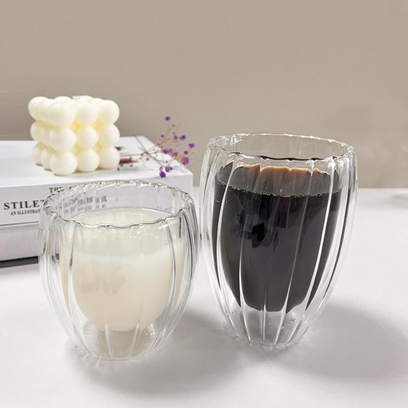 250-450 мл Двойная стеклянная чашка Прозрачная термостойкая кофейная чашка Чай Молоко Соковая кружка Домашняя пивная кружка Стакан для воды Посуда для напитков