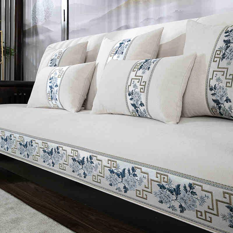 Универсальный нескользящий чехол для дивана из шенилла на все сезоны - Высококачественная подушка из массива дерева и палисандра