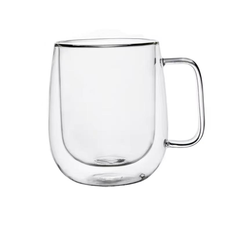 1/2 шт. Двойная стеклянная кружка из боросиликатного стекла, термостойкая кофейная чашка с ручкой, простая чашка для чая с молоком, холодные напитки, прозрачные чашки