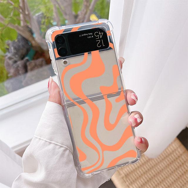 Роскошный чехол с текстурой коровы для Samsung Galaxy Z Flip 3 4 5G Funda Z Flip3, прозрачный жесткий противоударный чехол из ПК, чехол для телефона