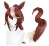 ABUNDANTDOODS Tokai Teio-style Cosplay Wig, Heat-Resistant, 65cm, Disguise Wig, Cosplay Wig, Includes Net and Comb, Brown (Wig, Ears, and Tail)