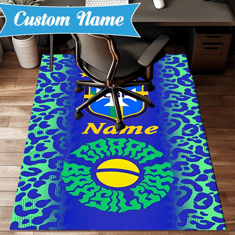 Custom Name Brazilian Football Championship Rug Game Carpet,Floor Mat for Bedroom Living Room Entryway Rug,Home Decor Gift for Christmas birthday
