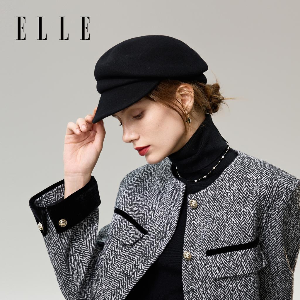 ELLE 100% Sheep Wool Pleated Duck Tongue Hat