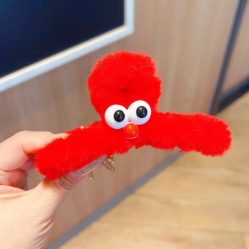 Осень/Зима Милая Плюшевая Заколка-Краб с Большими Глазами для Женщин