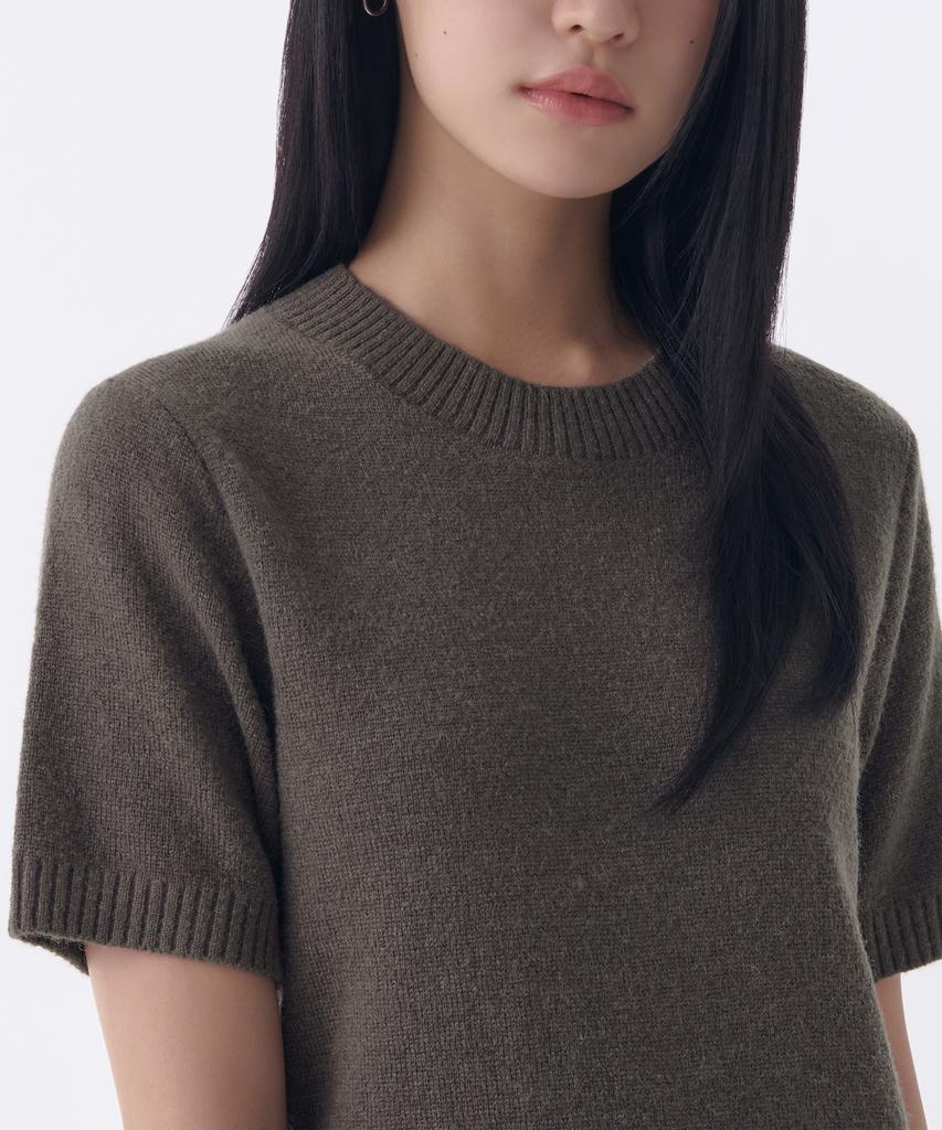 Musinsa Standard Woman Women'S Crew Neck Knit Mini Dress [Khaki Brown]