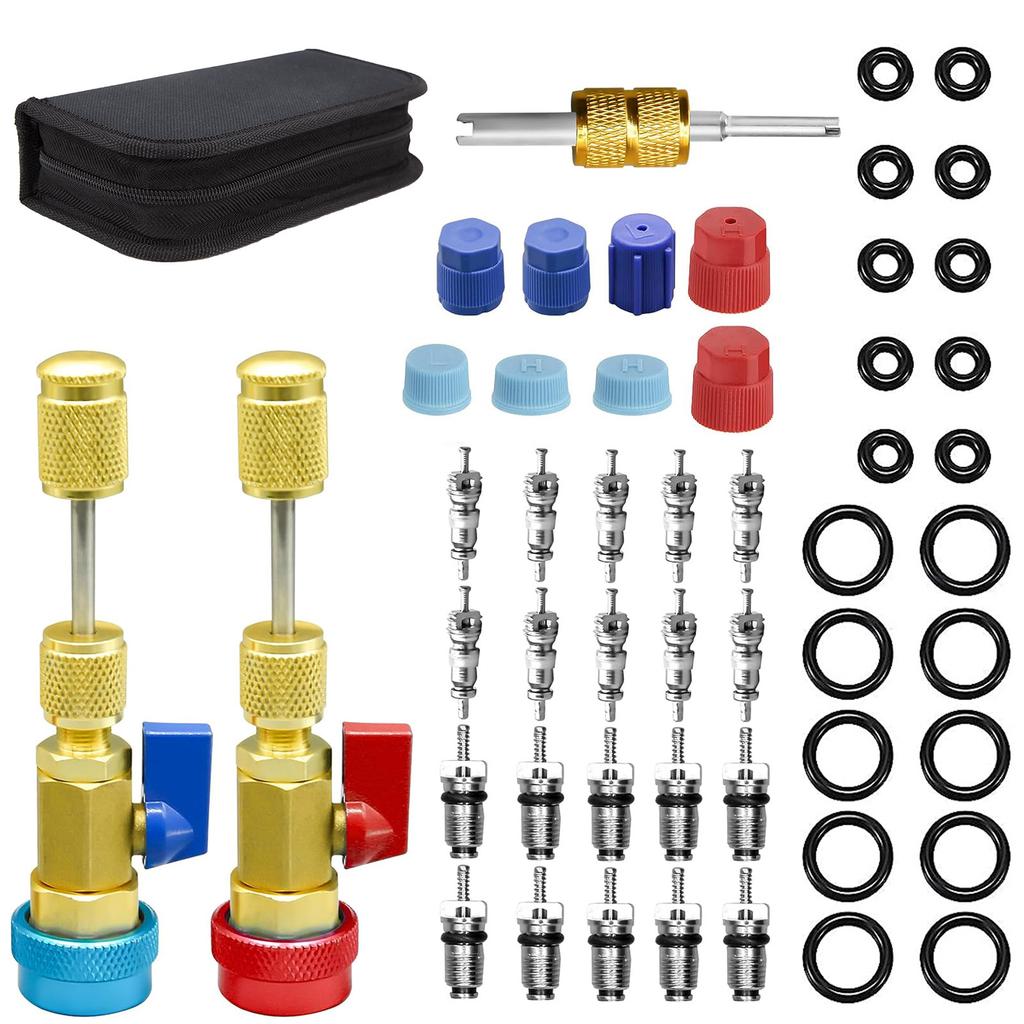 URMECCH R134A Valve Core Tool Kit for Refrigerant Air Conditioner System, High Low Pressure Valve Core Quick Remover Installer,