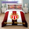 Monaco FC Custom Name Text Bedding Set 1 Duvet Cover+2 Pillowcases Soccer Logo Personalized Gift For Special Occasion Bedroom Decor
