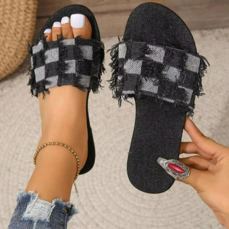 Новая повседневная обувь и тапочки для женщин квадратной формы на плоской подошве, простые и модные