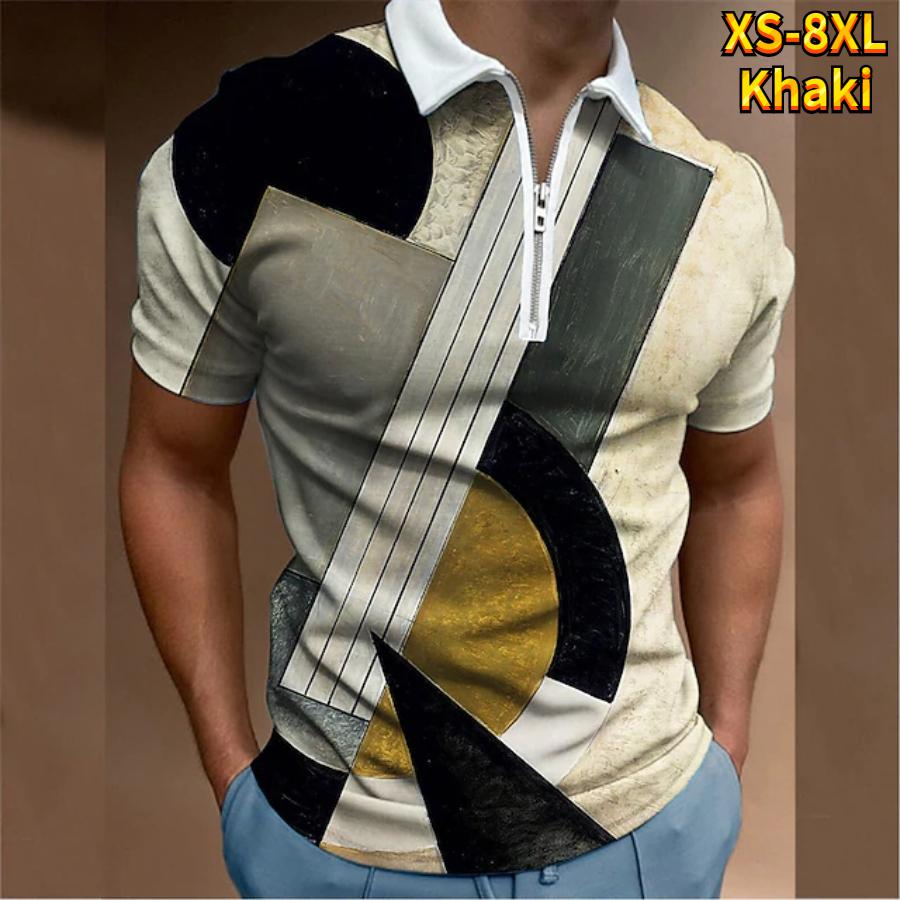 Casual Lapel T-shirt Young Men's Fashion Zipper T-shirt Short Sleeve T-shirt Men's 3D Flying Butterfly Print T Shirt
