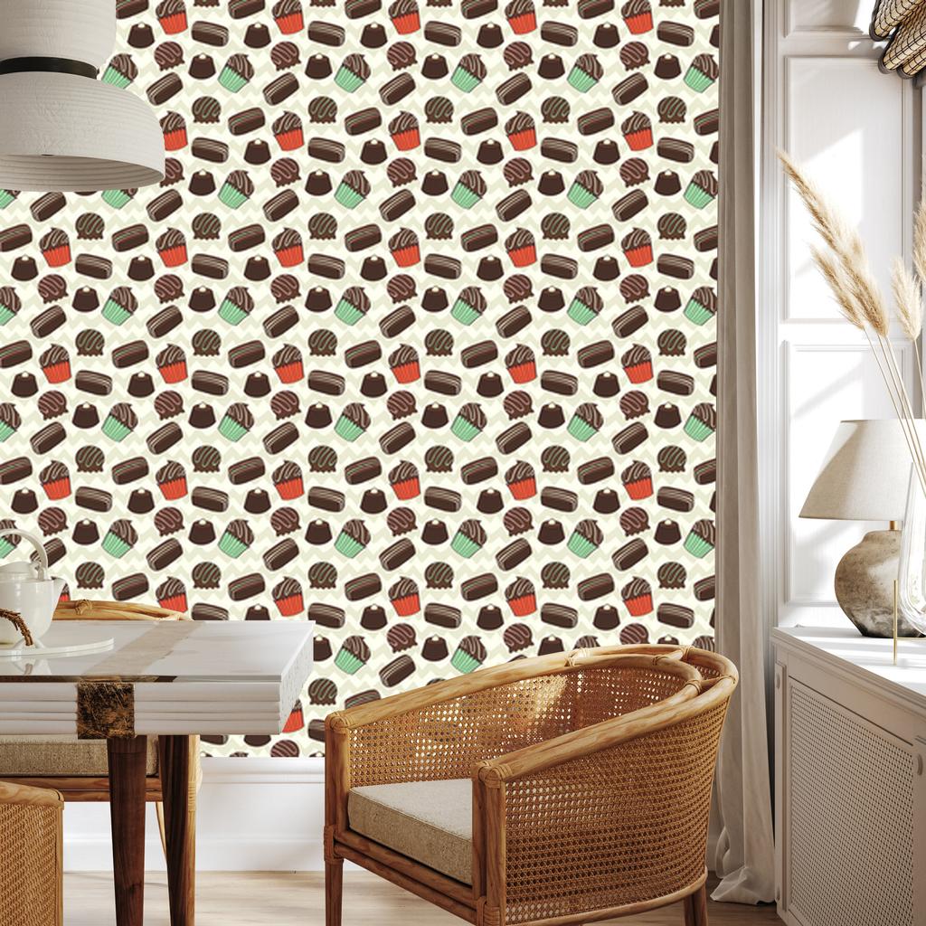Wallpaper Cupcakes before zigzag pattern for living room and bedroom 50x1000