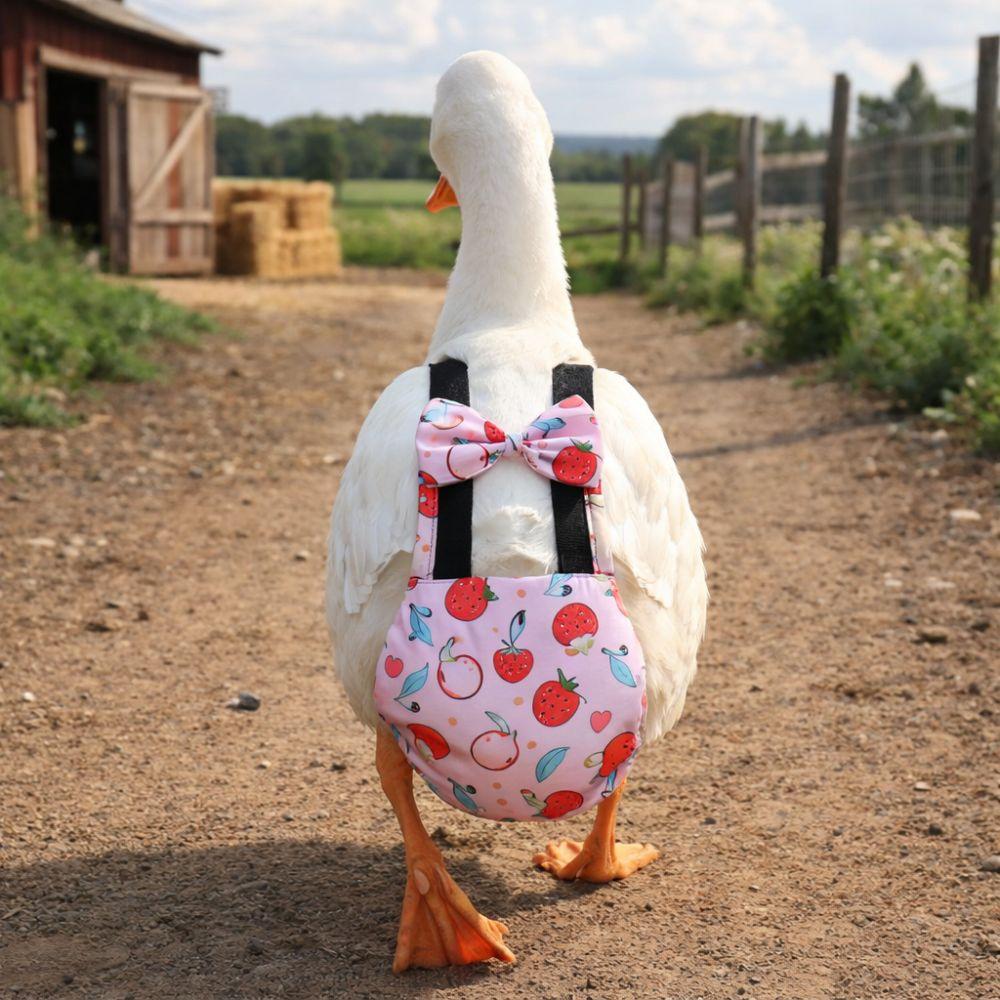 Adjustable Duck Diapers Bowknot Design Poultry Nappy Fruits Pattern Flight Suits Poultry Care