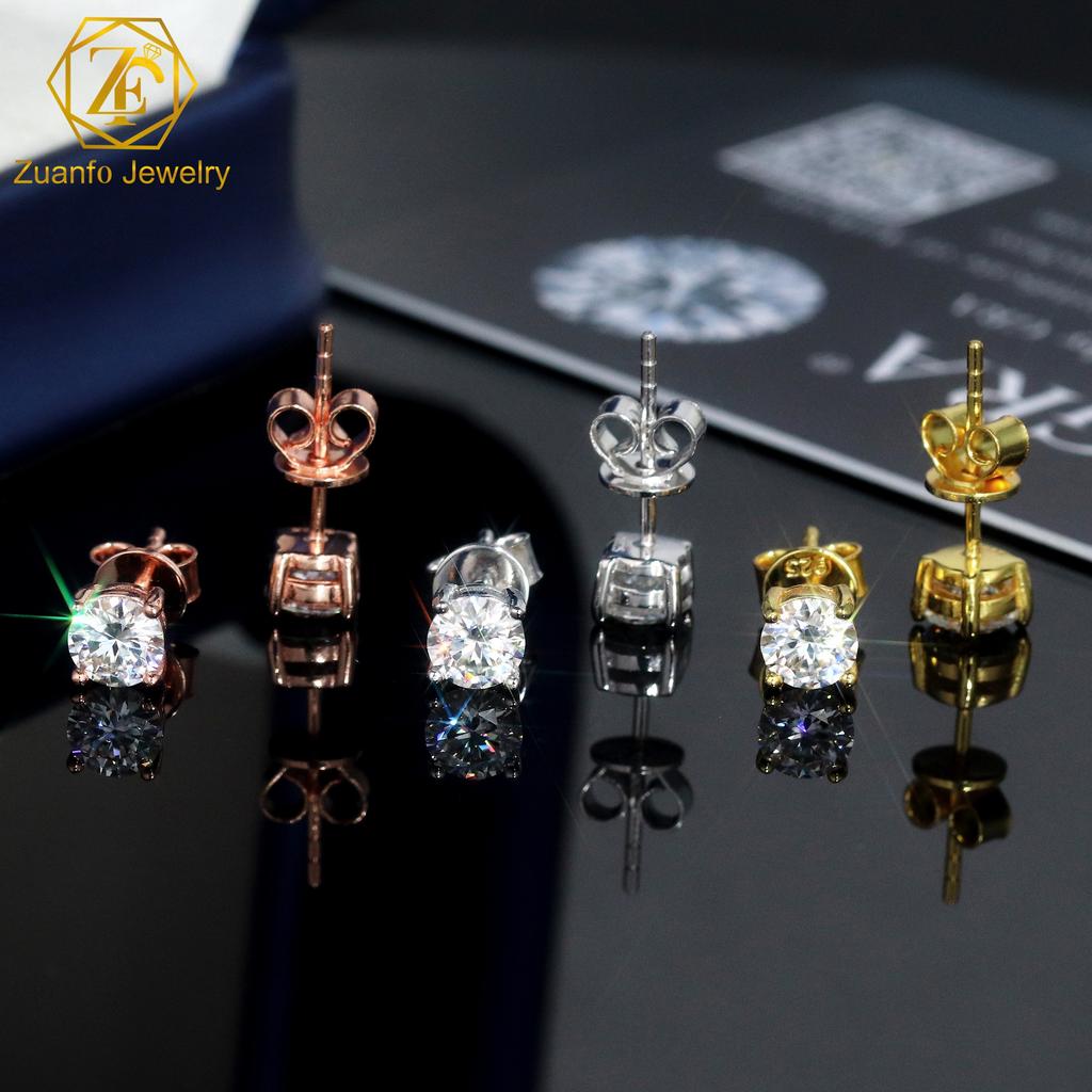 18K White Gold Yellow Gold Rose Gold Plated Moissanite Stud Earrings 5mm 6.5mm 8mm VVS Diamond Earrings for Women