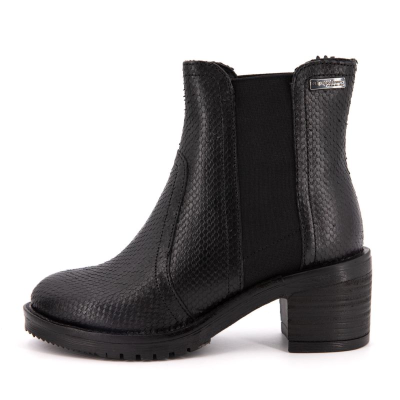 Женские черные кожаные ботильоны со змеиным узором LES TROPEZIENNES PAR M.BELARBI