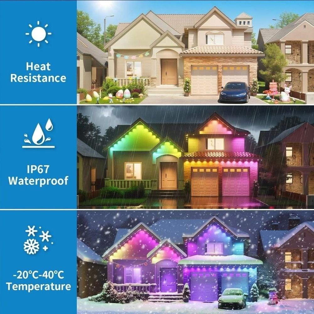 Водонепроницаемые RGB-гирлянды для помещений, Умное приложение, Дистанционное управление, Гирлянды IP67, Bluetooth, Светодиодные гирлянды, Праздничный декор